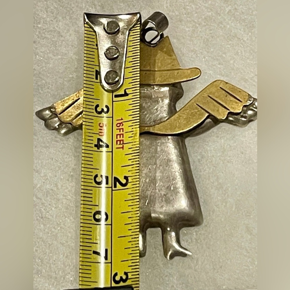 silver TAXCO angel with derby hat large necklace pendant Vintage Mexico 925 - Picture 4 of 5